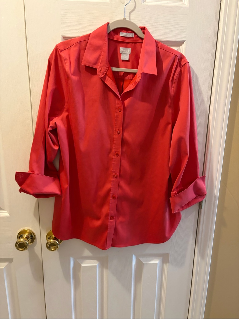 Chico's Coral Button-Front Blouse